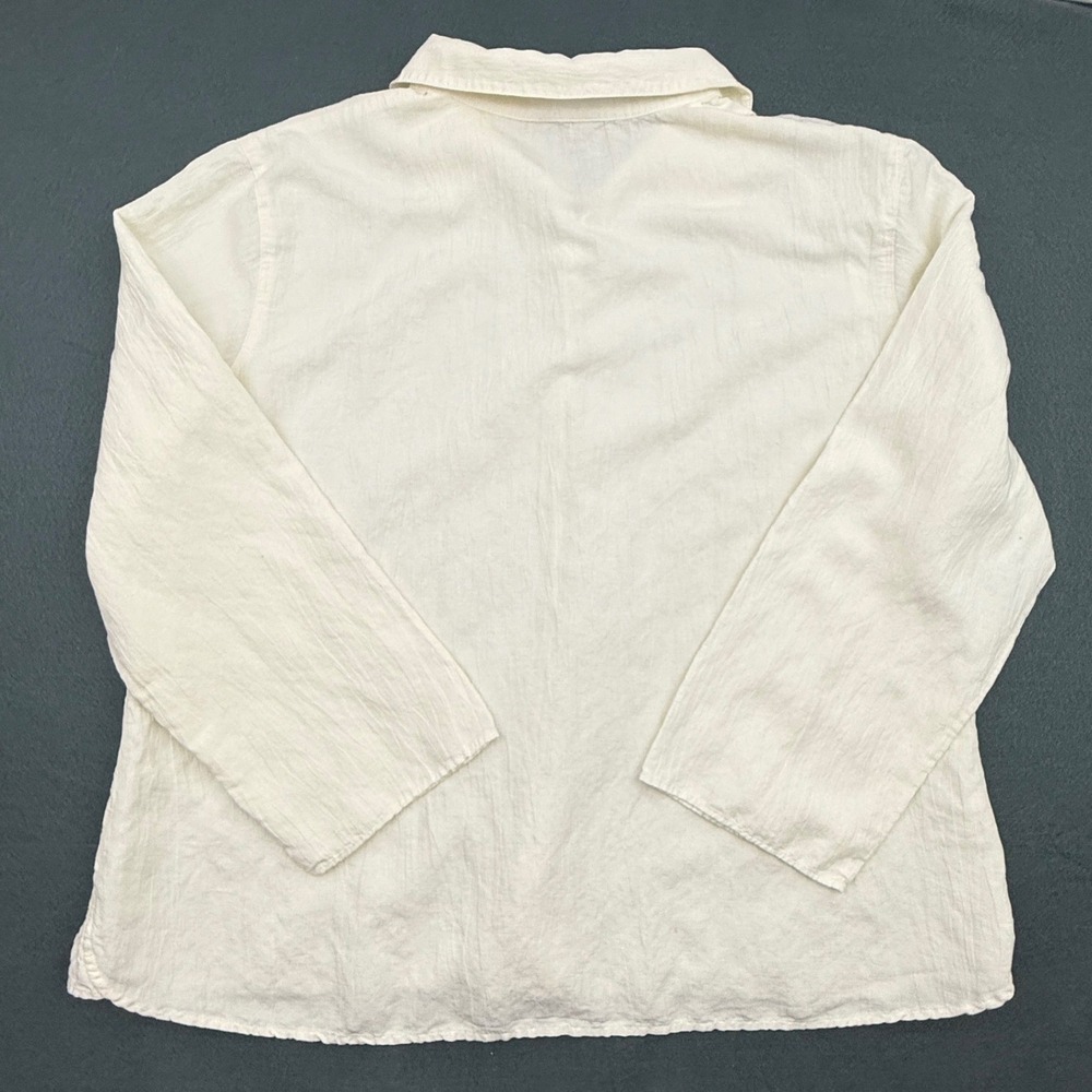 J. Jill Linen Blend Blouse Women XLP Button Down Top Textured Top Butter Yellow - Picture 2 of 10